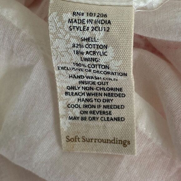 Soft Surroundings Tassel Top Size Medium Cotton Boho Stripe Beach Blouse - Picture 6 of 6